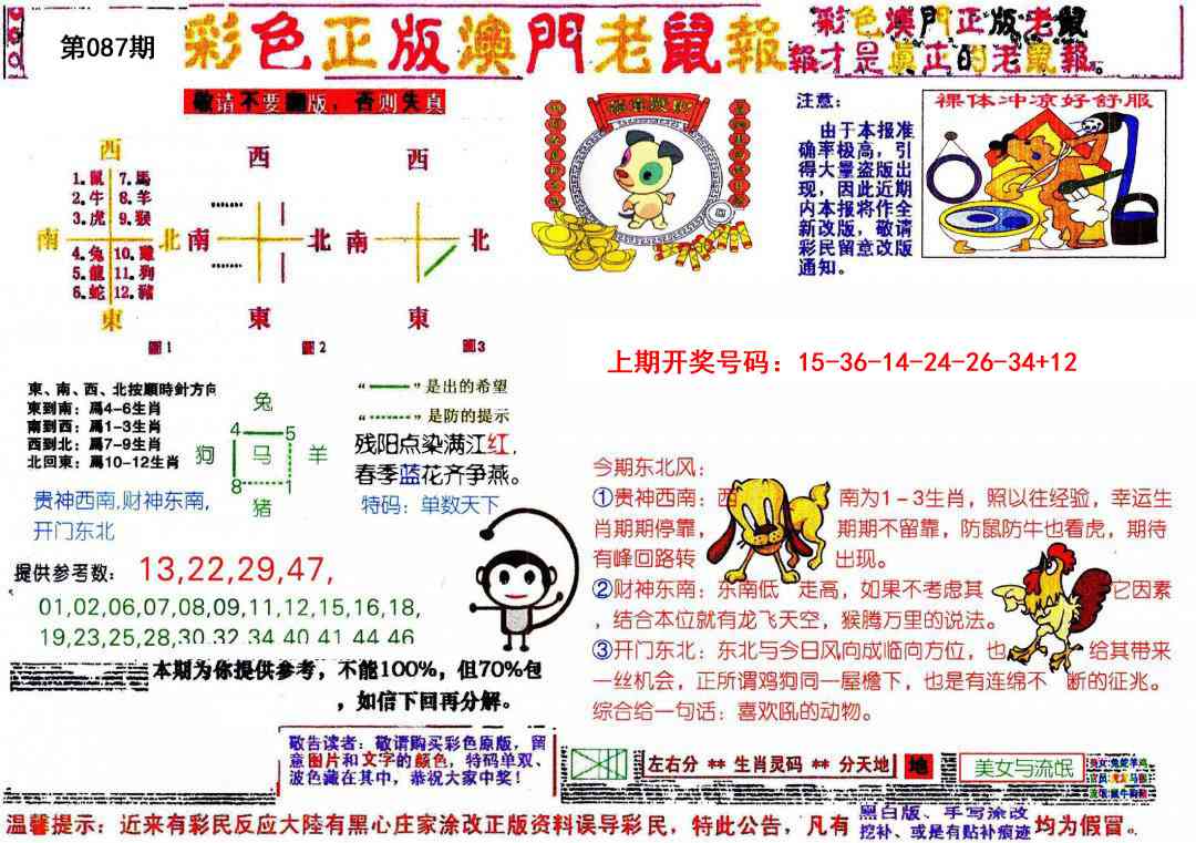 087期彩色正版澳门老鼠报[图]